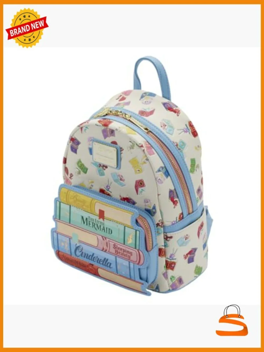 Loungefly Disney Princess Books Mini Backpack Shoulder Bag Purse Faux Leather